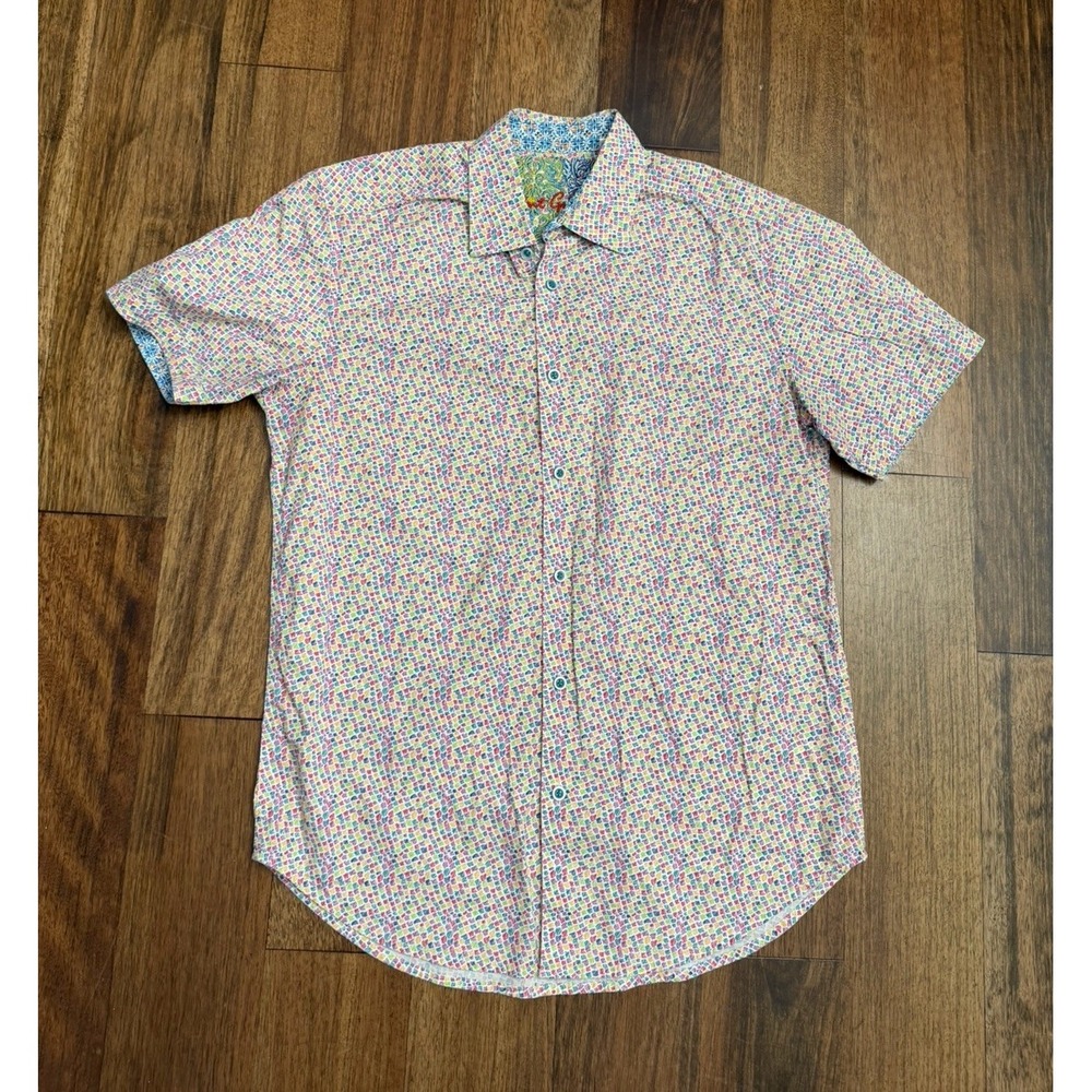 Robert Graham Pocatello Classic Fit Short Sleeve Stretch Shirt Mens Size Small